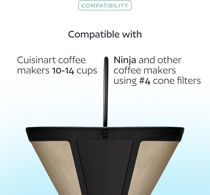 GoodCups 2-Pack Reusable #4 Cone Coffee Filters for Cuisinart 10–14 Cup Brewers (DCC-3200, DCC-1200, DCC-3400) & Ninja Coffee Makers, Stainless Steel Mesh, Permanent, Dishwasher-Safe - Image 2